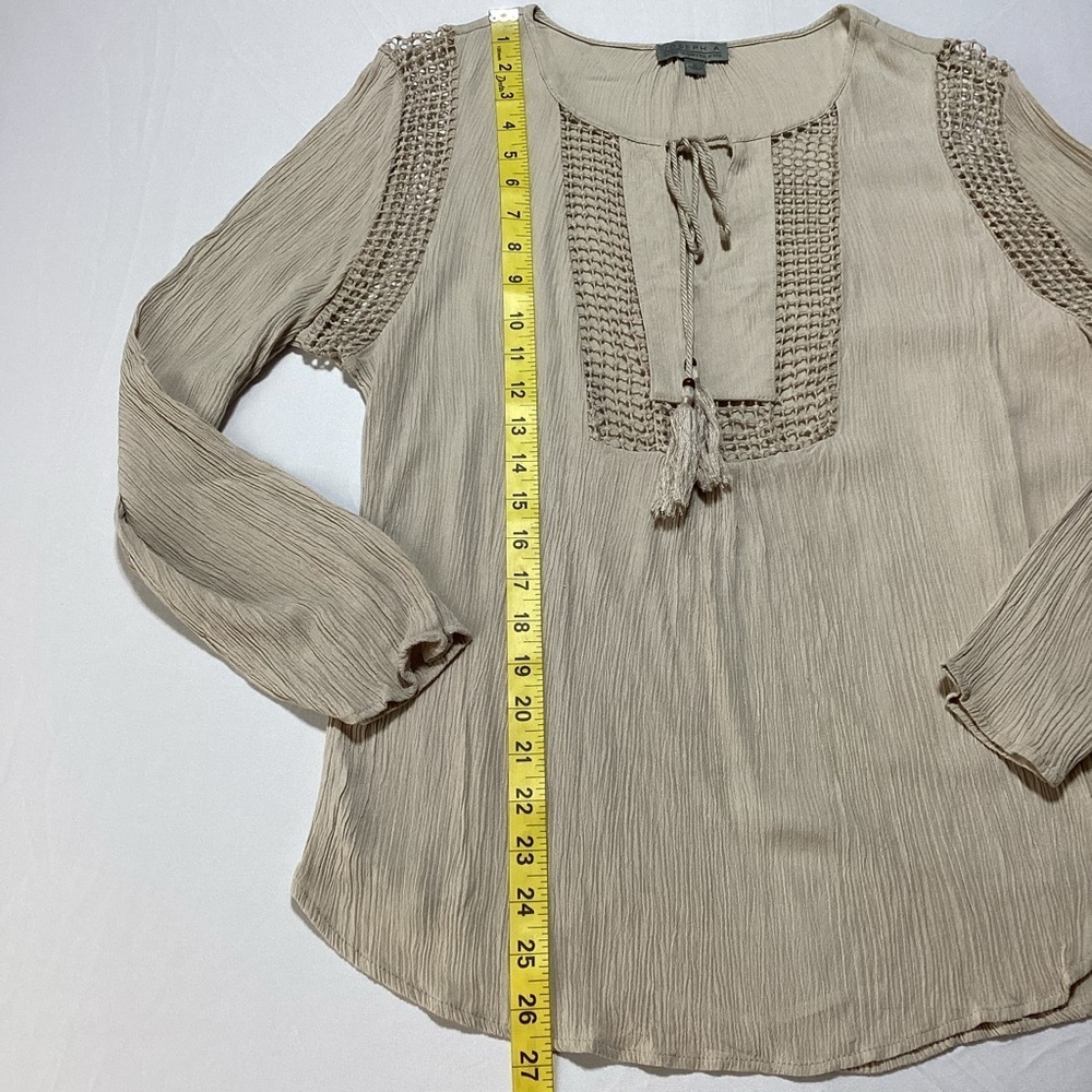 Joseph Beige/Taupe Crinkle Crochet Detail Blouse - Picture 8 of 10